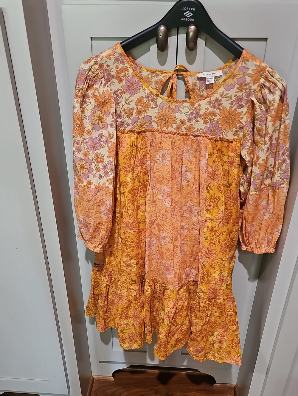 American Eagle Outfitters Floral Orange and Pink Boho Dress